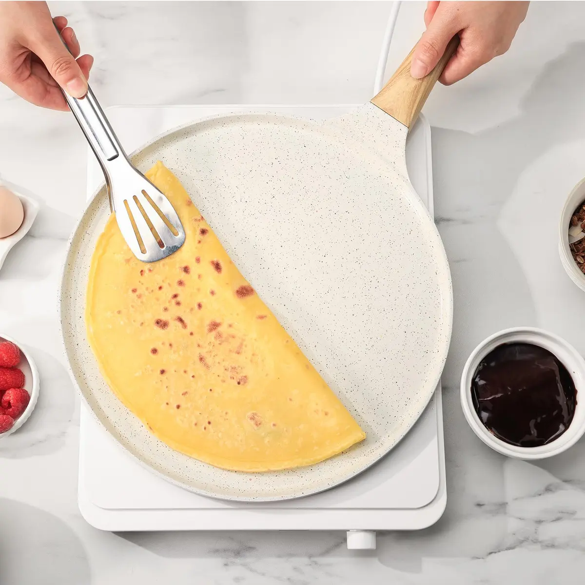 SENSARTE 12 Inch (30.48 cm) Ceramic Nonstick Crepe Pan | Induction Compatible Dosa Tawa - view 7