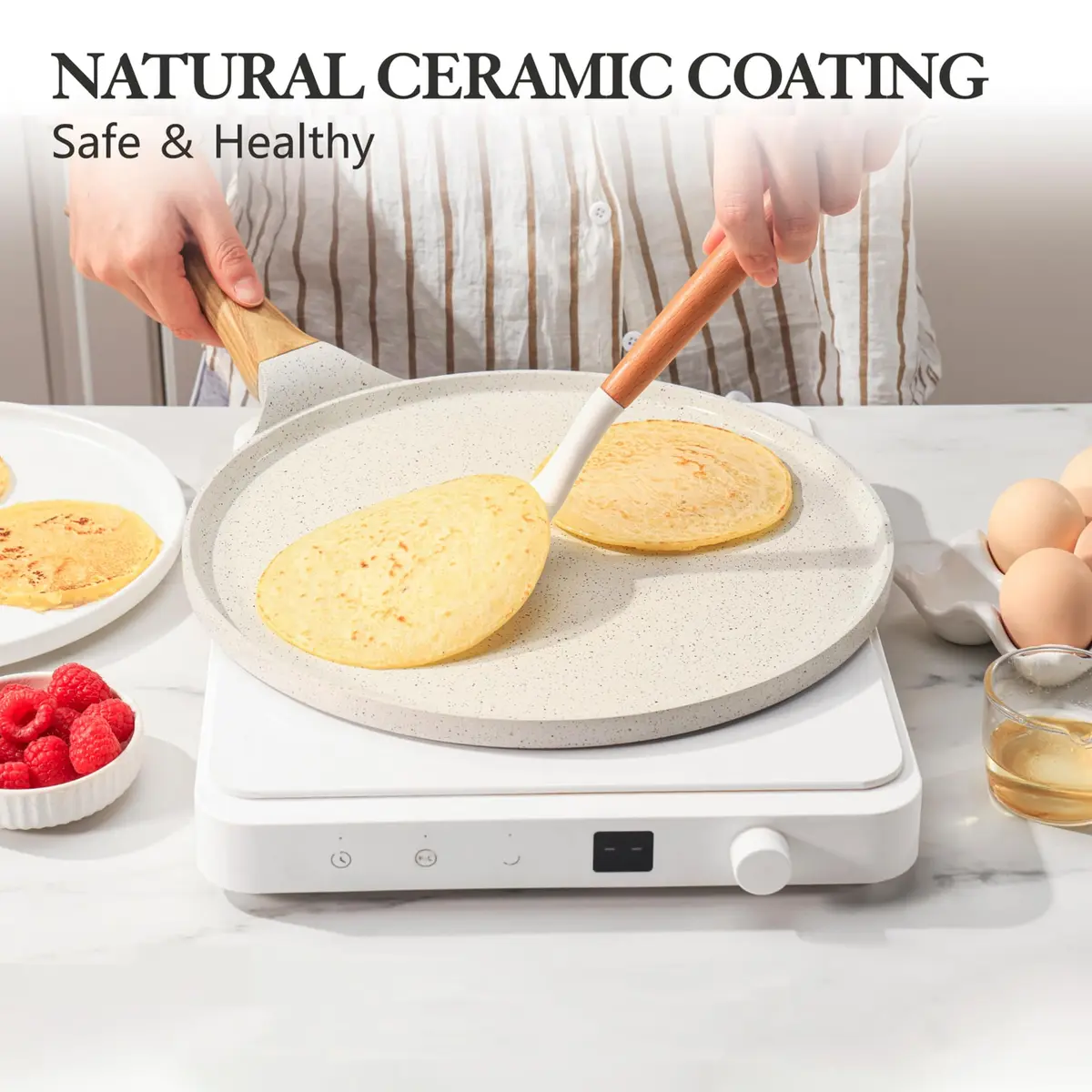 SENSARTE 12 Inch (30.48 cm) Ceramic Nonstick Crepe Pan | Induction Compatible Dosa Tawa - view 2