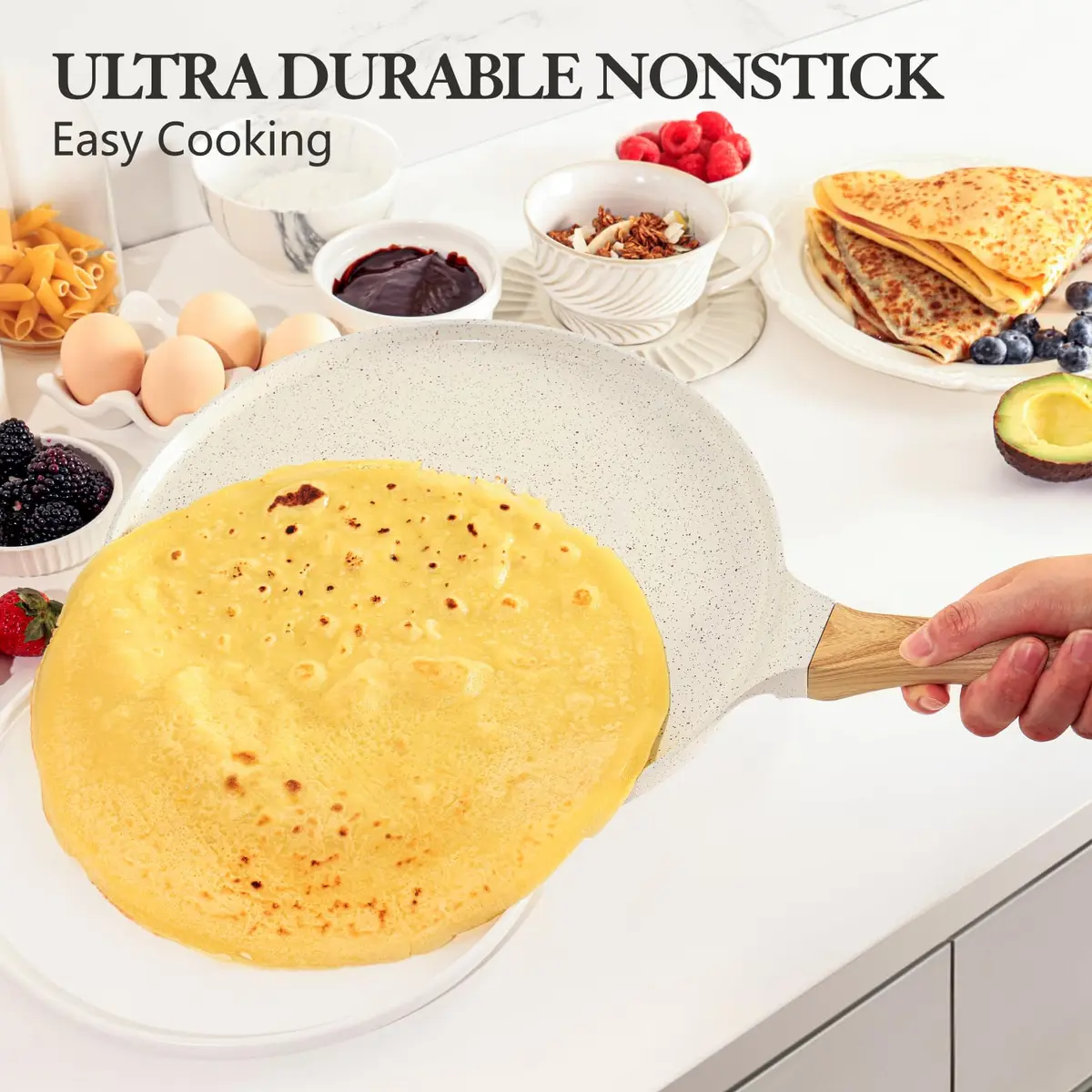 SENSARTE 12 Inch (30.48 cm) Ceramic Nonstick Crepe Pan | Induction Compatible Dosa Tawa - view 3