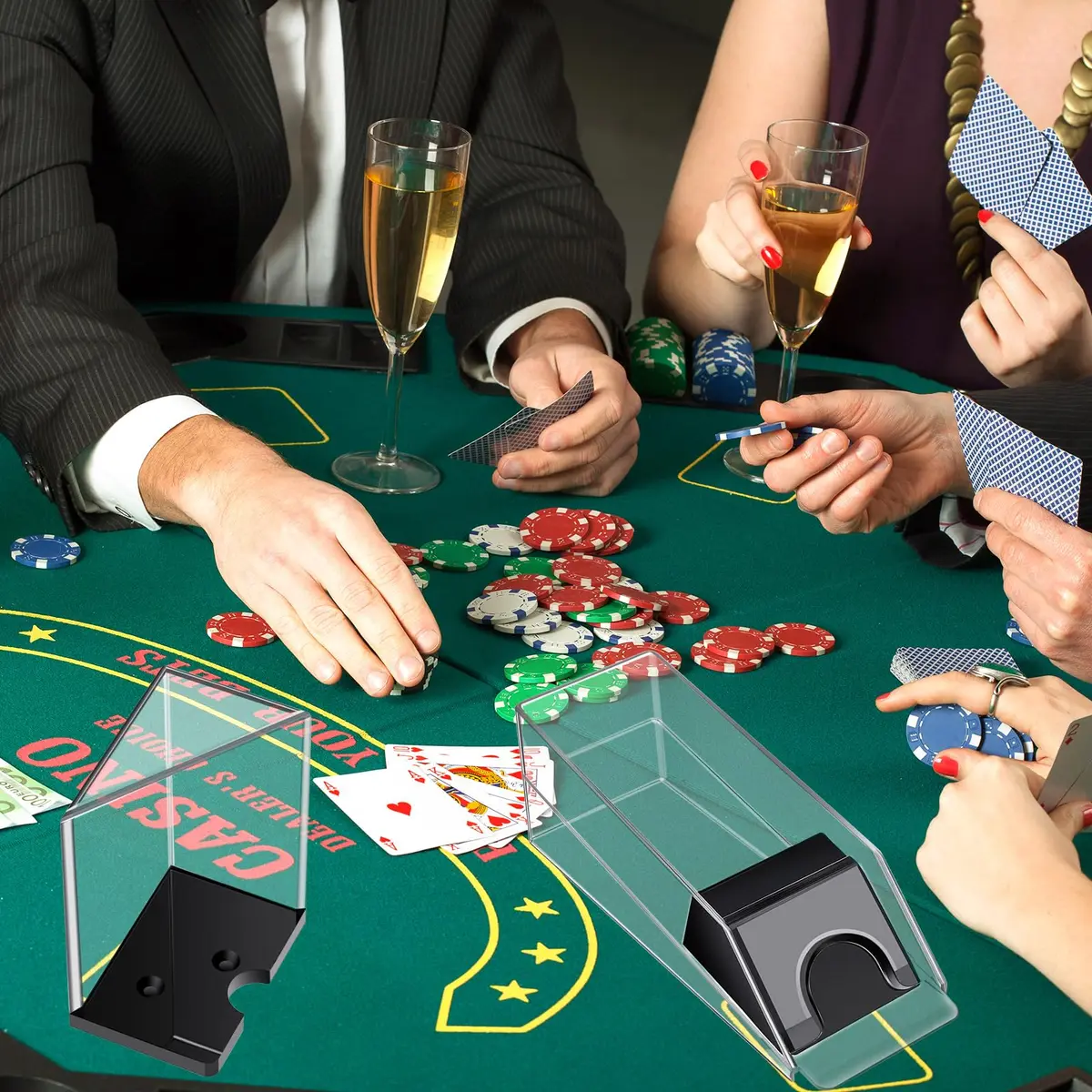 Honoson 6 Deck Blackjack Shoe and Discard Tray Set - Clear Acrylic | Casino Game Accessories - view 7