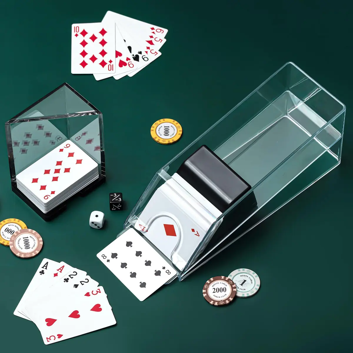 Honoson 6 Deck Blackjack Shoe and Discard Tray Set - Clear Acrylic | Casino Game Accessories - view 3
