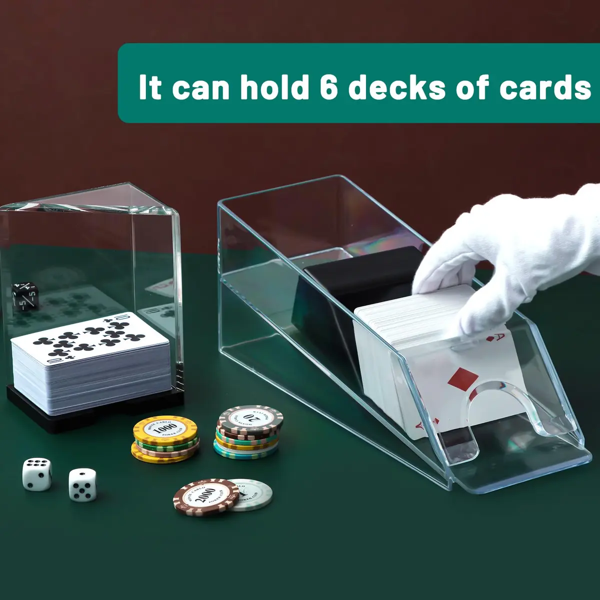 Honoson 6 Deck Blackjack Shoe and Discard Tray Set - Clear Acrylic | Casino Game Accessories - view 4