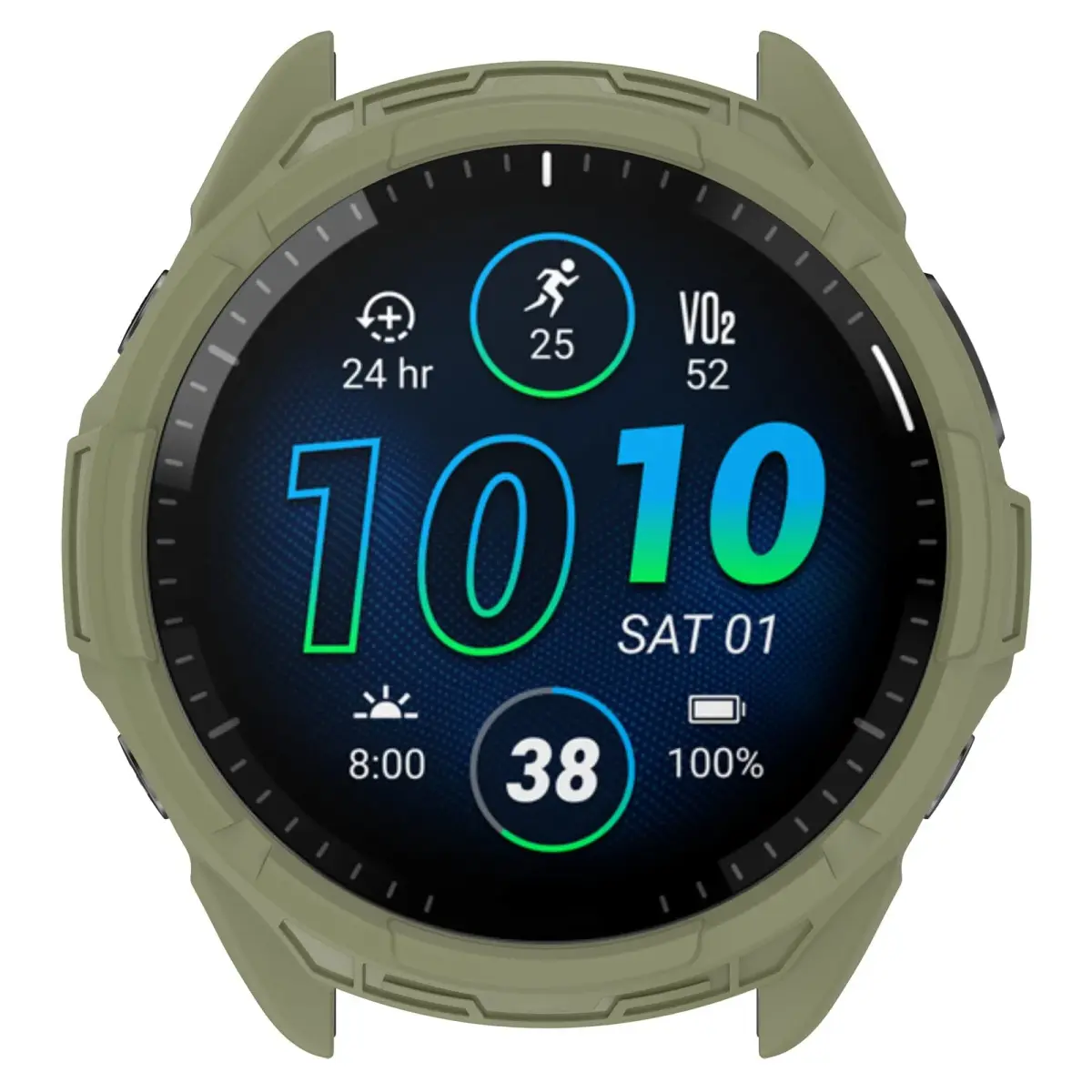 Chofit Soft TPU Case for Garmin Forerunner 965 | Black & Army Green - view 4