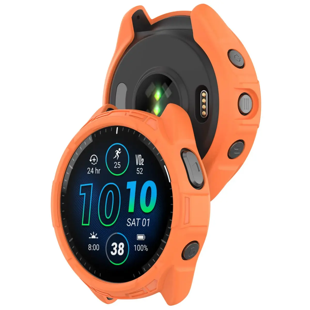 Chofit Soft TPU Case for Garmin Forerunner 965 | Black & Orange, Lightweight Protective Shell - view 2