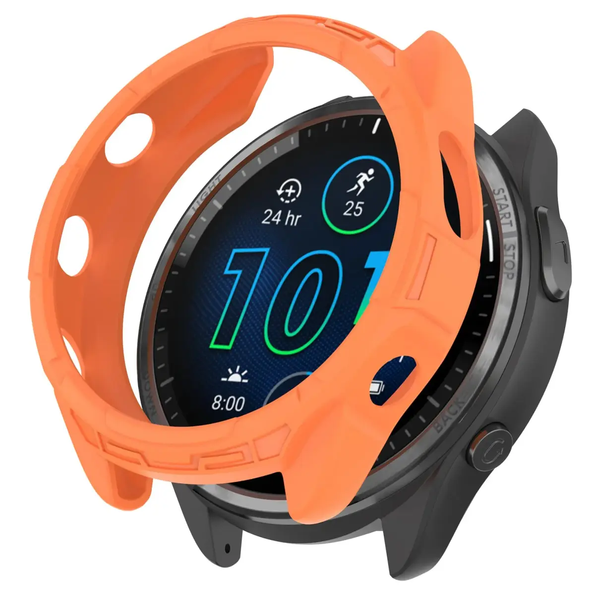 Chofit Soft TPU Case for Garmin Forerunner 965 | Black & Orange, Lightweight Protective Shell - view 3
