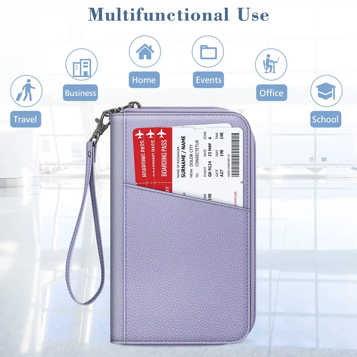 FINTIE Family RFID Passport Holder Wallet for Travel | RFID Blocking, 16 Compartments, Lilac Purple - view 7