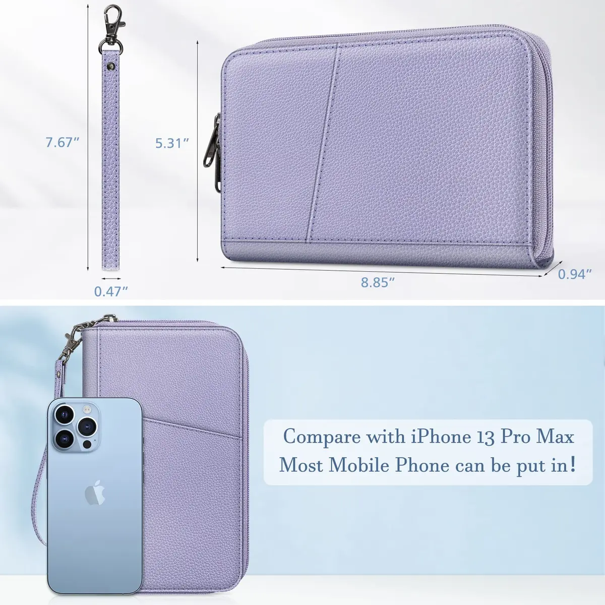 FINTIE Family RFID Passport Holder Wallet for Travel | RFID Blocking, 16 Compartments, Lilac Purple - view 4
