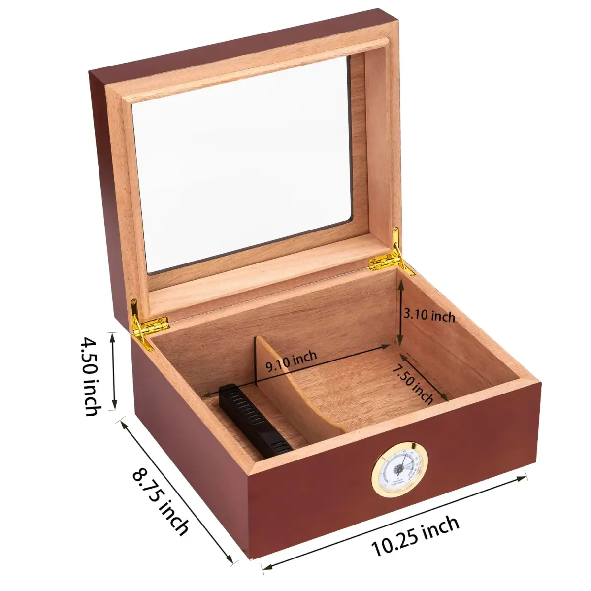 Somduy Cedar Wood Cigar Humidor for 30-50 Cigars with Humidifier & Hygrometer | Rustic Brown Classic Style - view 5