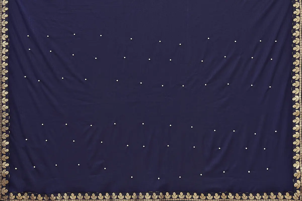 Yashika Navy Lycra Blend Saree with Unstitched Blouse 6.3m | Party Wear & Festive Occasion - view 4