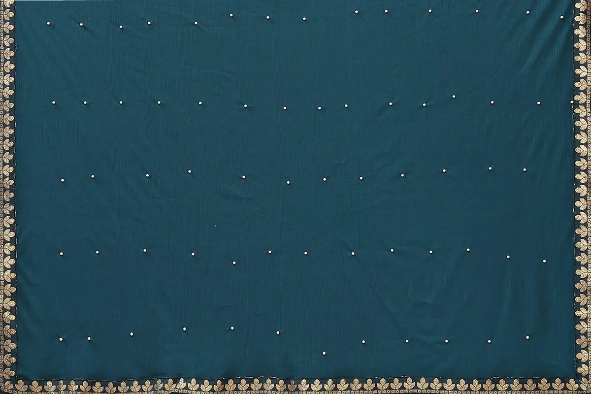 Yashika Lycra Blend Saree Rama with Blouse Piece | 5.2m Saree + 0.8m Blouse - view 5