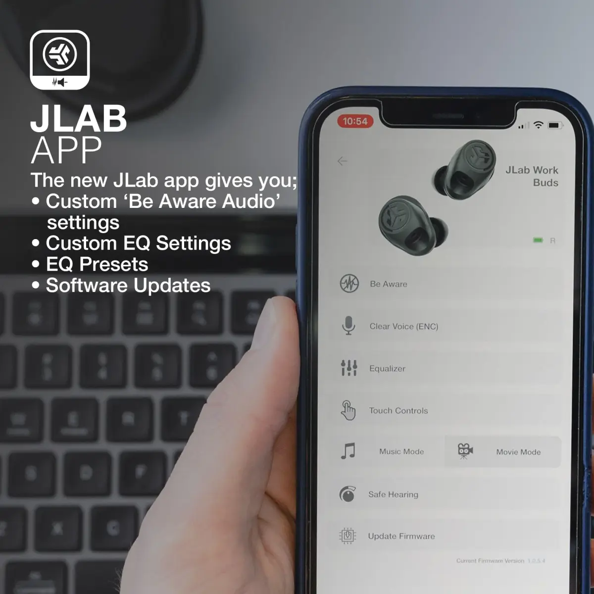 JLab Work Buds True Wireless Earbuds with Detachable Boom Mic, Black, 55+ Hrs Playtime | Bluetooth 5.3 Multipoint - view 7