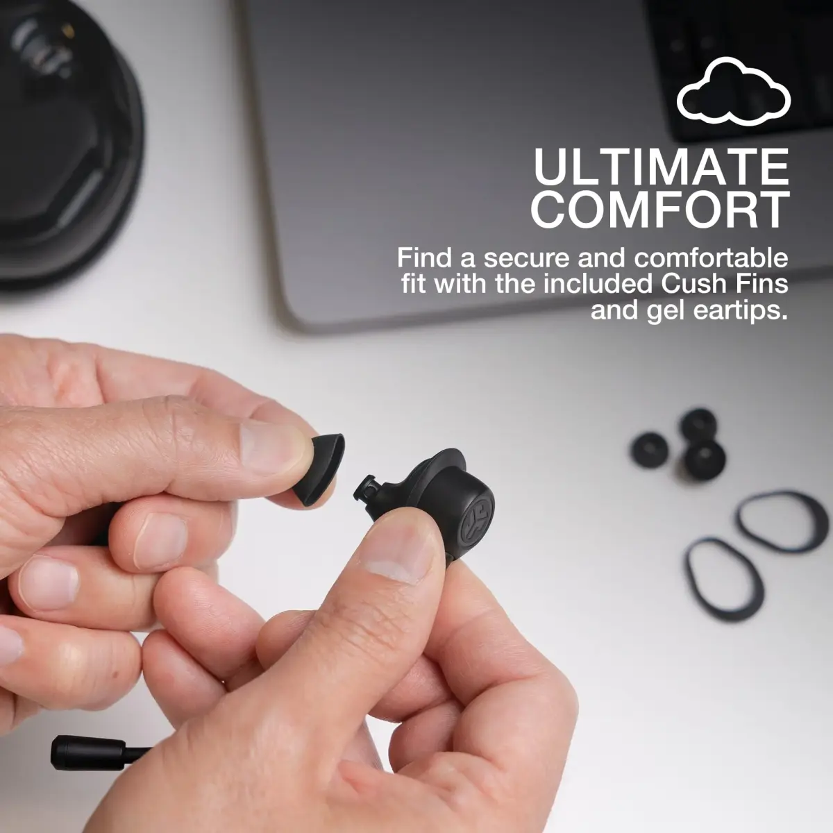 JLab Work Buds True Wireless Earbuds with Detachable Boom Mic, Black, 55+ Hrs Playtime | Bluetooth 5.3 Multipoint - view 8