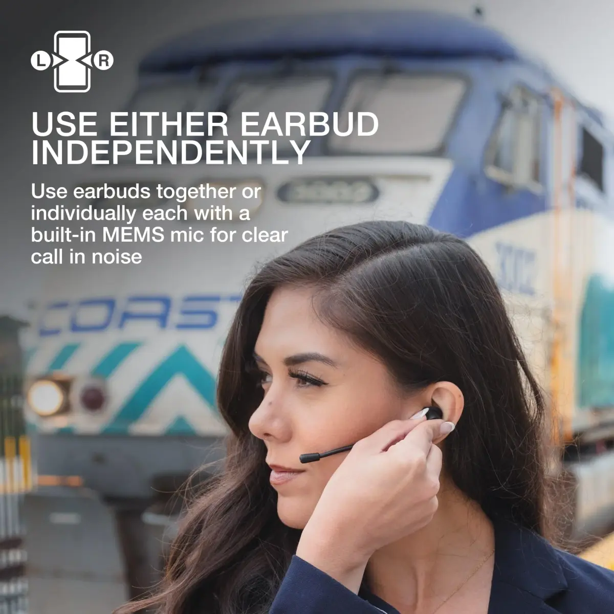 JLab Work Buds True Wireless Earbuds with Detachable Boom Mic, Black, 55+ Hrs Playtime | Bluetooth 5.3 Multipoint - view 2
