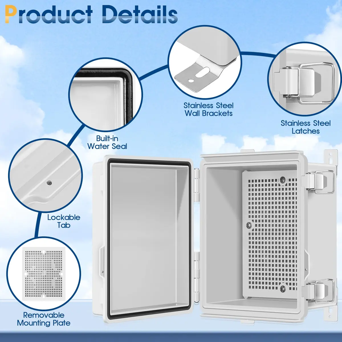 XINYIELE Waterproof Outdoor Project ABS Plastic Junction Box 8.7"X6.7"X4.5" | Weatherproof Dustproof Enclosure - view 3