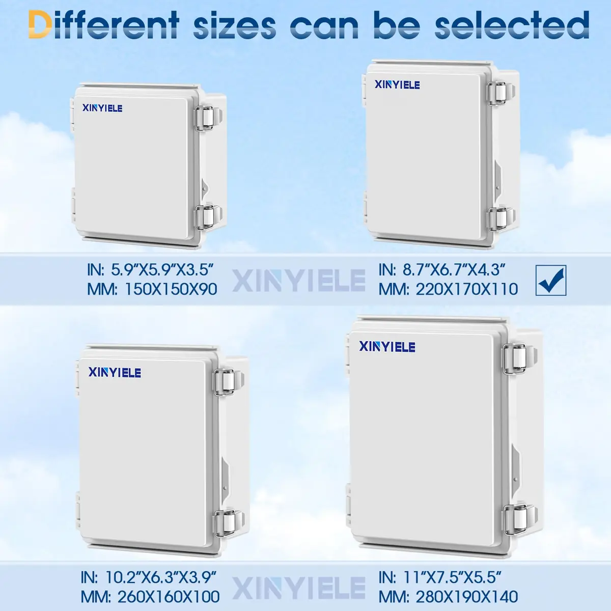 XINYIELE Waterproof Outdoor Project ABS Plastic Junction Box 8.7"X6.7"X4.5" | Weatherproof Dustproof Enclosure - view 4