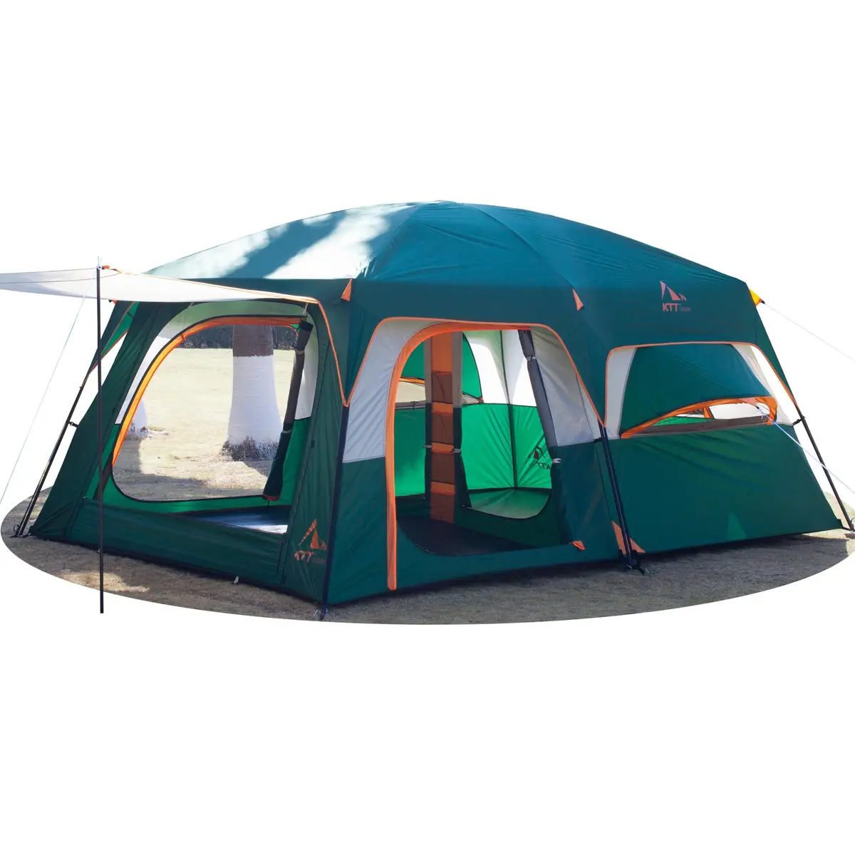 KTT Extra Large Tent 12 Person | Waterproof Cabin Design with 2 Bay Windows (14.1ft x 10ft x 6.58ft) - main product image