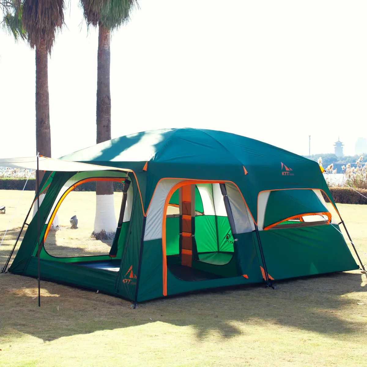 KTT Extra Large Tent 12 Person | Waterproof Cabin Design with 2 Bay Windows (14.1ft x 10ft x 6.58ft) - view 6