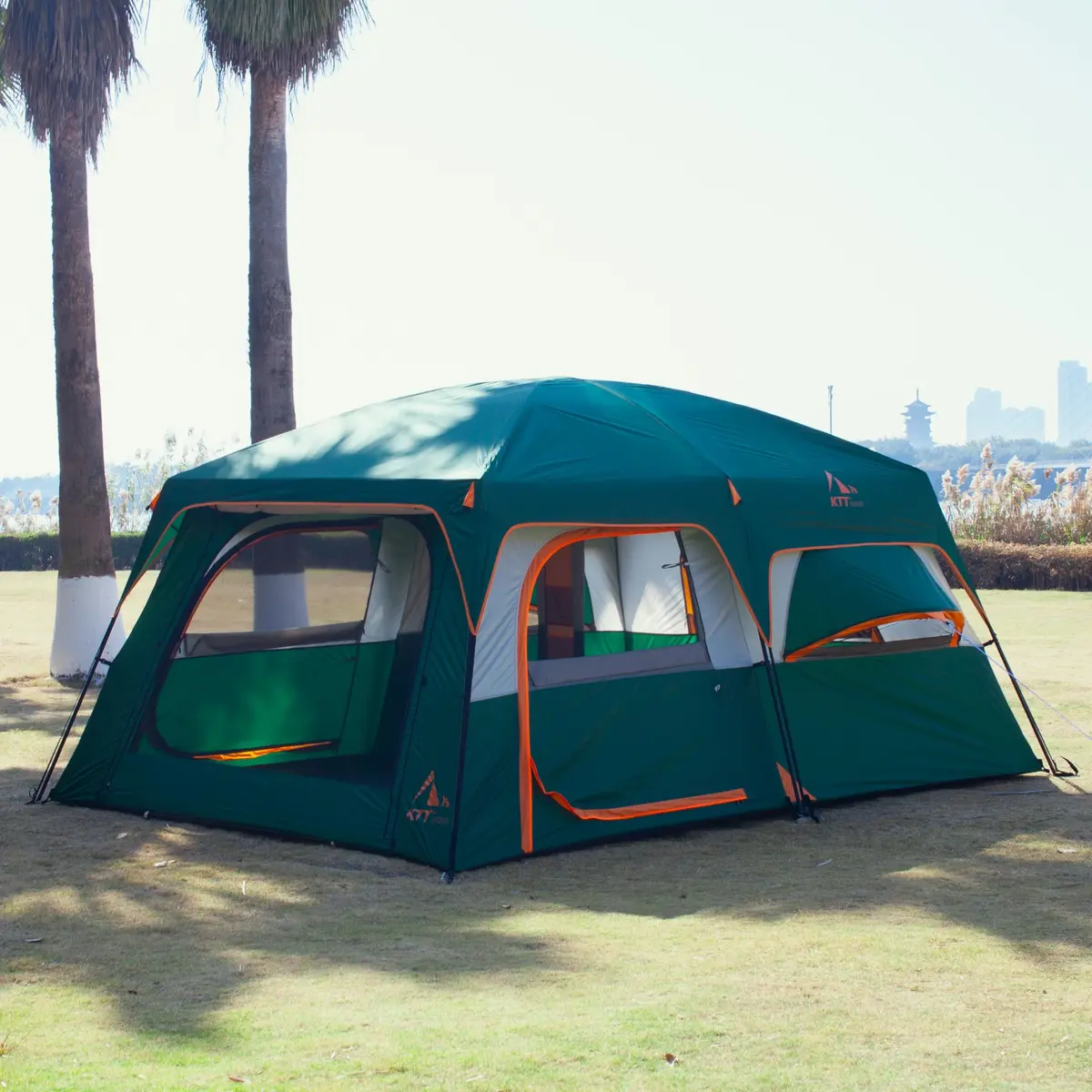 KTT Extra Large Tent 12 Person | Waterproof Cabin Design with 2 Bay Windows (14.1ft x 10ft x 6.58ft) - view 2