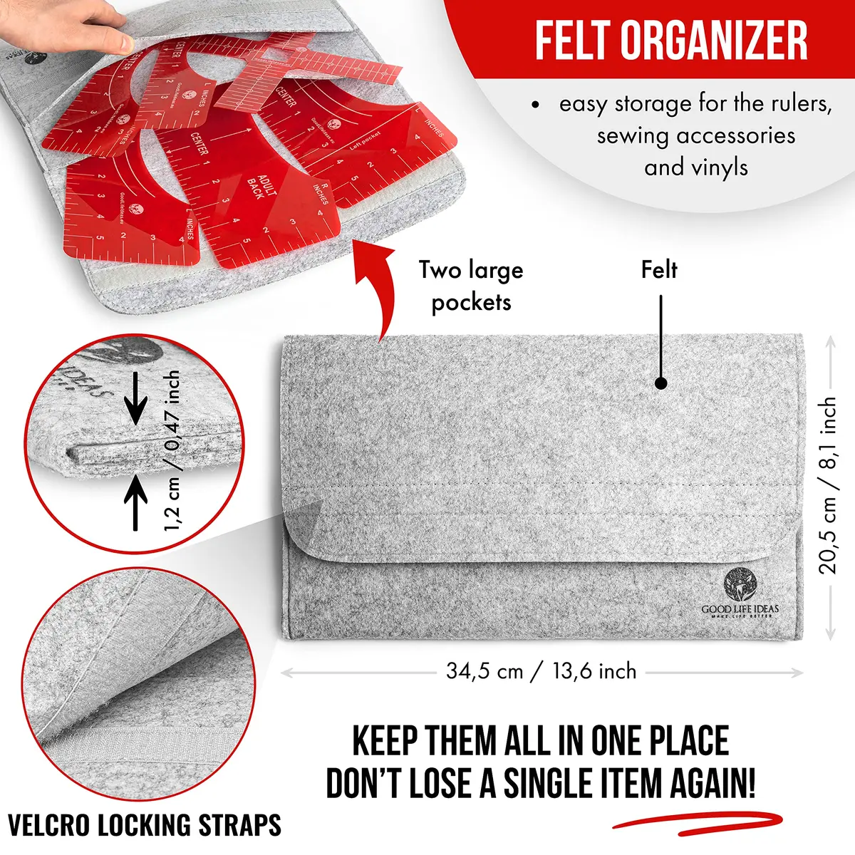 Good Life Ideas T-Shirt Ruler Guide Kit 5 Sizes | Clear PVC Alignment Tool for Heat Press & Vinyl Projects - view 3