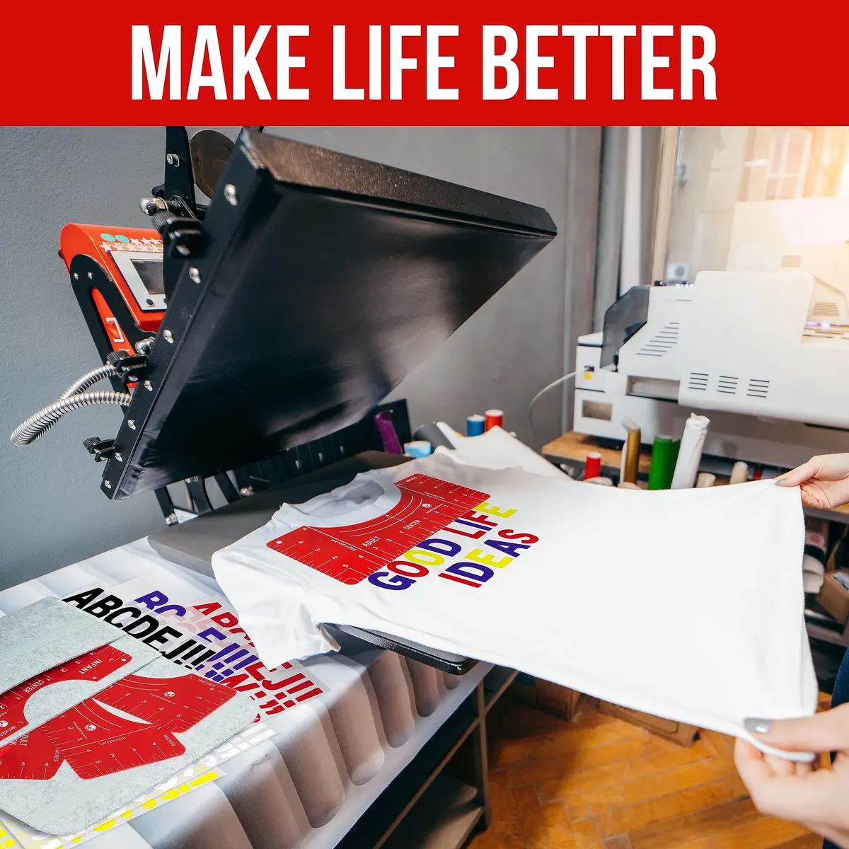 Good Life Ideas T-Shirt Ruler Guide Kit 5 Sizes | Clear PVC Alignment Tool for Heat Press & Vinyl Projects - view 4
