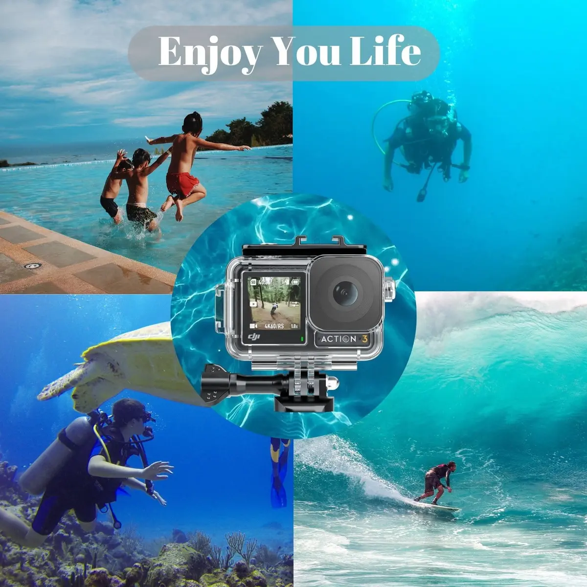 HoneTeek Waterproof Case for DJI Osmo Action 3/4/5 with Anti Fog Inserts | 50M Dive Rated, Crystal Clear Image Quality - view 5