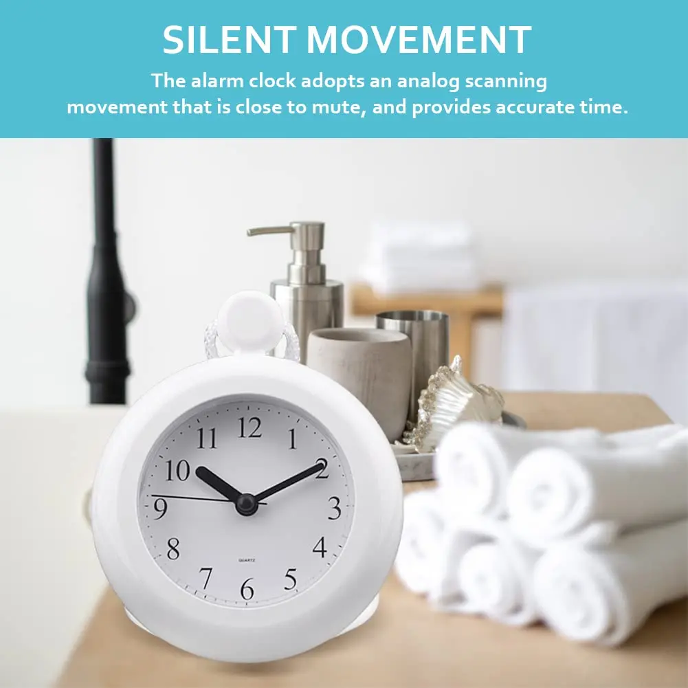 LVOERTUIG Waterproof Shower Clock, Silent Analog Bathroom Clock with Rope & Stand | IP3 Waterproof - view 6