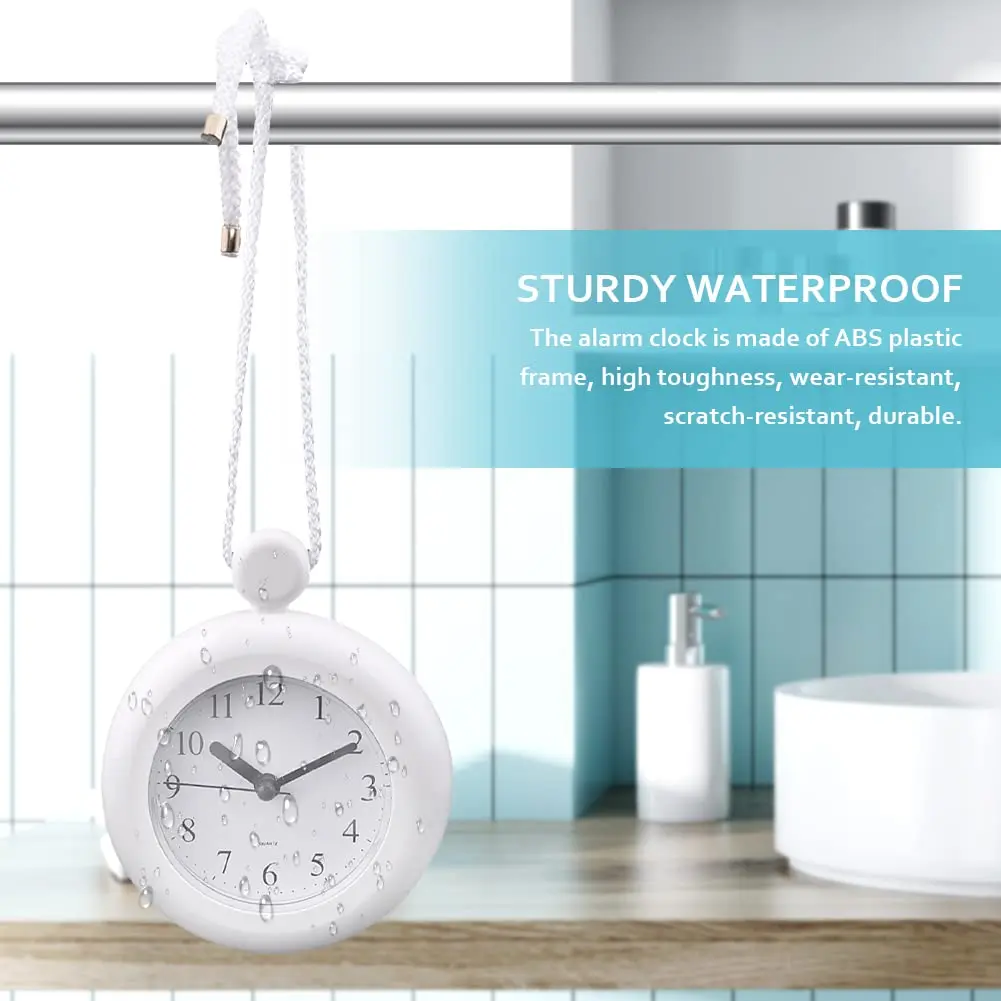 LVOERTUIG Waterproof Shower Clock, Silent Analog Bathroom Clock with Rope & Stand | IP3 Waterproof - view 4