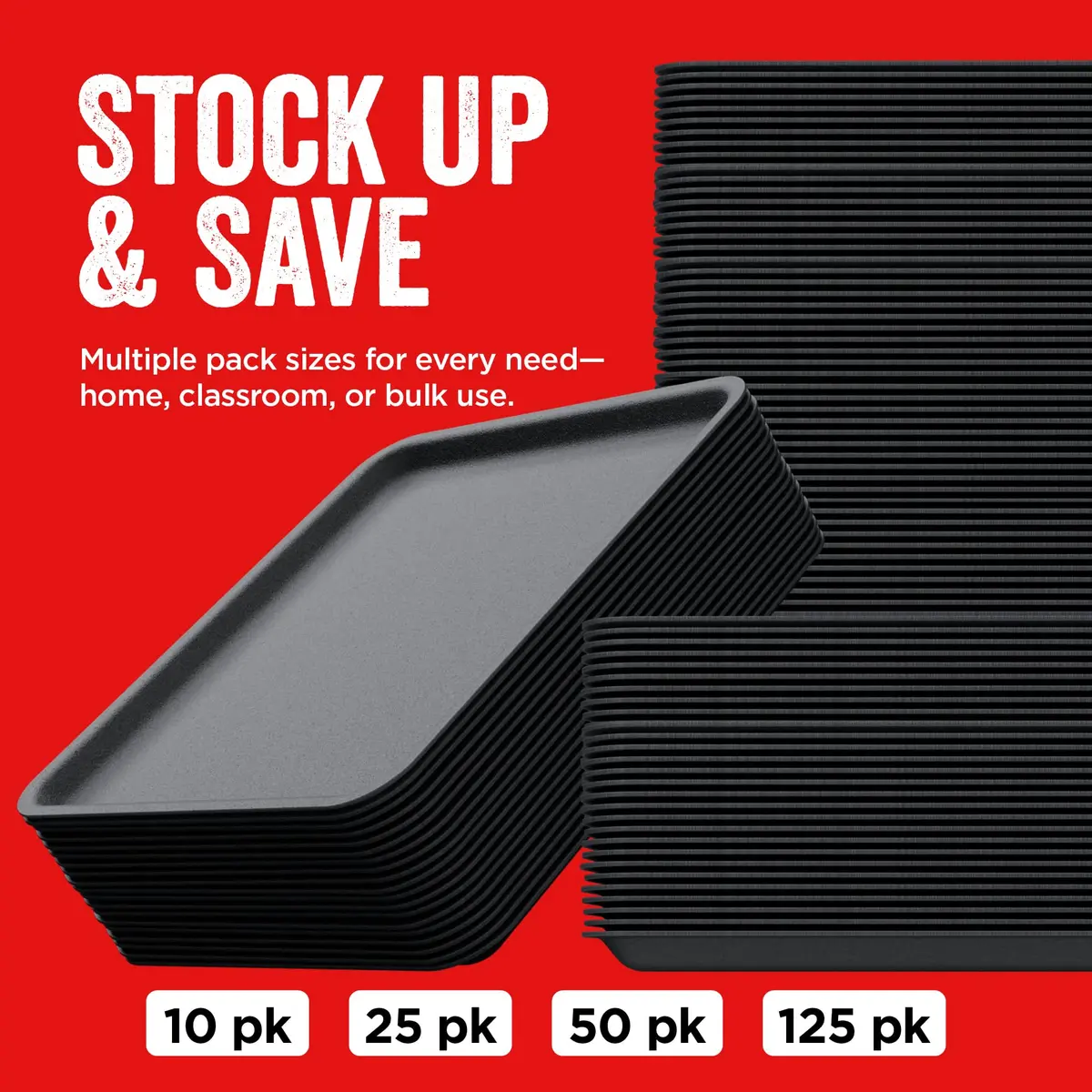 Hygloss Black Foam Trays for Food & Crafts, 9 x 11 Inch | Versatile, Sturdy & Disposable - view 6