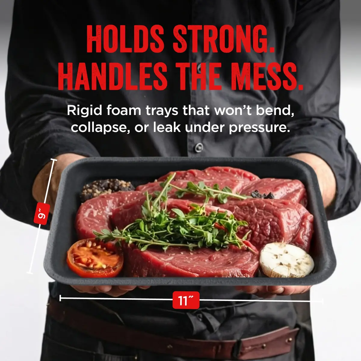Hygloss Black Foam Trays for Food & Crafts, 9 x 11 Inch | Versatile, Sturdy & Disposable - view 2