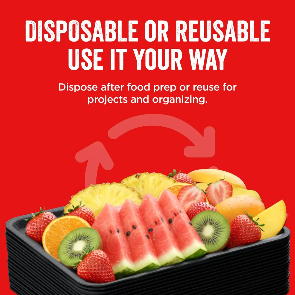 Hygloss Black Foam Trays for Food & Crafts, 9 x 11 Inch | Versatile, Sturdy & Disposable - view 3
