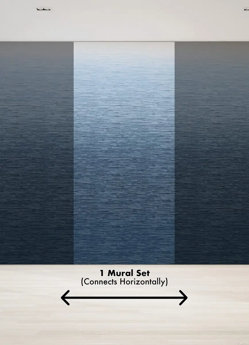 A-Street Prints Walls by Katie Hunt Into The Deep Dark Blue Ombre Wall Mural | Modern Blue Gradient with Textural Grasscloth Detailing - view 3