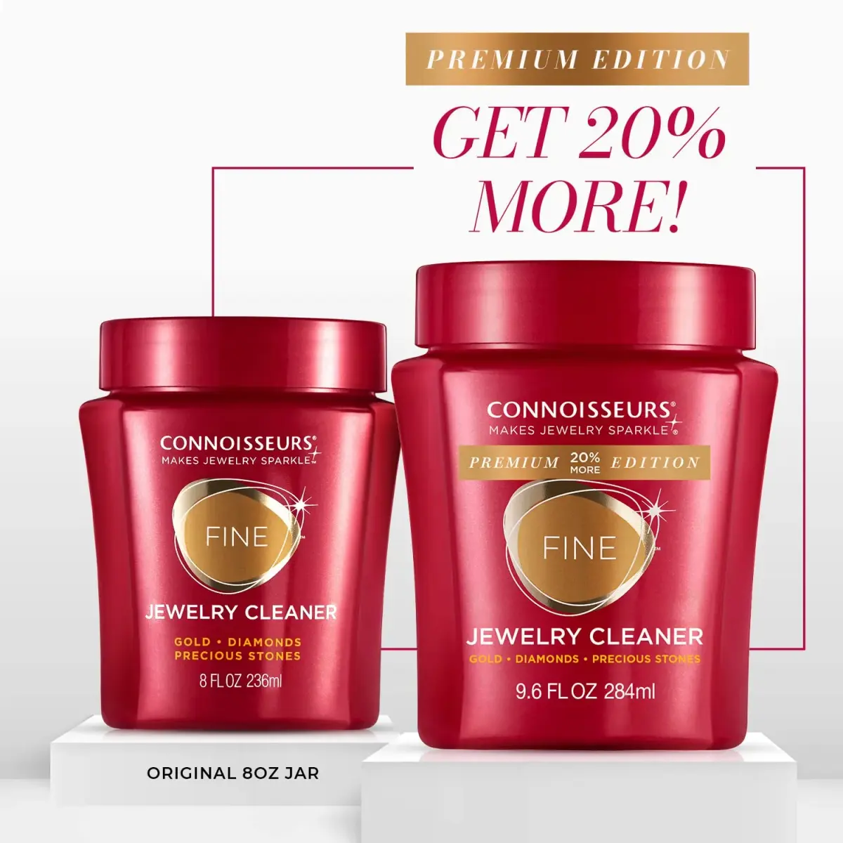 Connoisseurs Fine Jewelry Cleaner Solution 480ml (19.2 Fl Oz) | Ammonia-Free Formula for Gold, Platinum, Diamonds & Gemstones - view 2