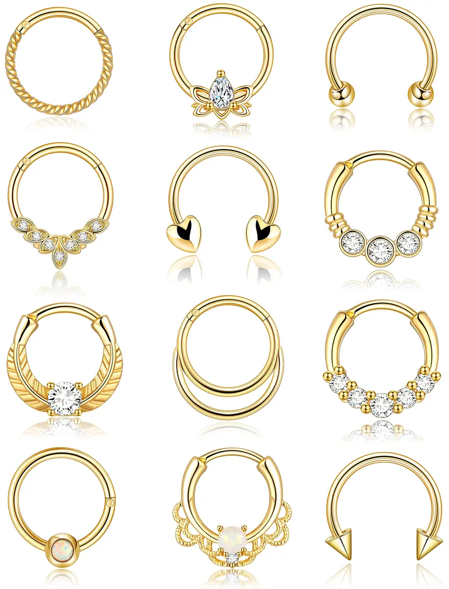 Zankulas Septum Ring 16g Gold Clicker | 12 Styles in One Order - main product image