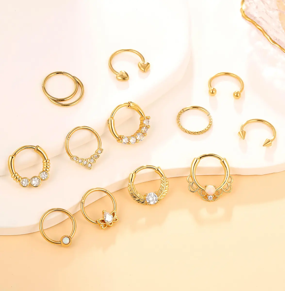Zankulas Septum Ring 16g Gold Clicker | 12 Styles in One Order - view 6