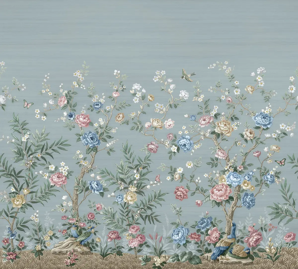 A-Street Prints Winter Chinoiserie Robin's Egg Blue Wall Mural | 11-ft Wide, 5 Panels - main product image