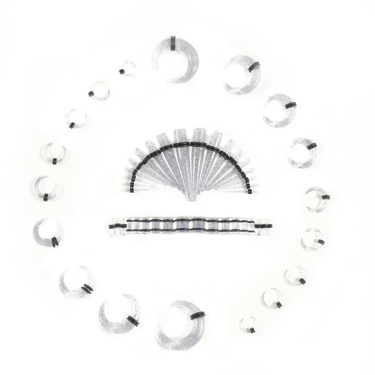 Memsion Ear Stretching Kit 54 Pieces 14G-00G Acrylic Gauges & Tapers | Healthy Ear Expansion - main product image