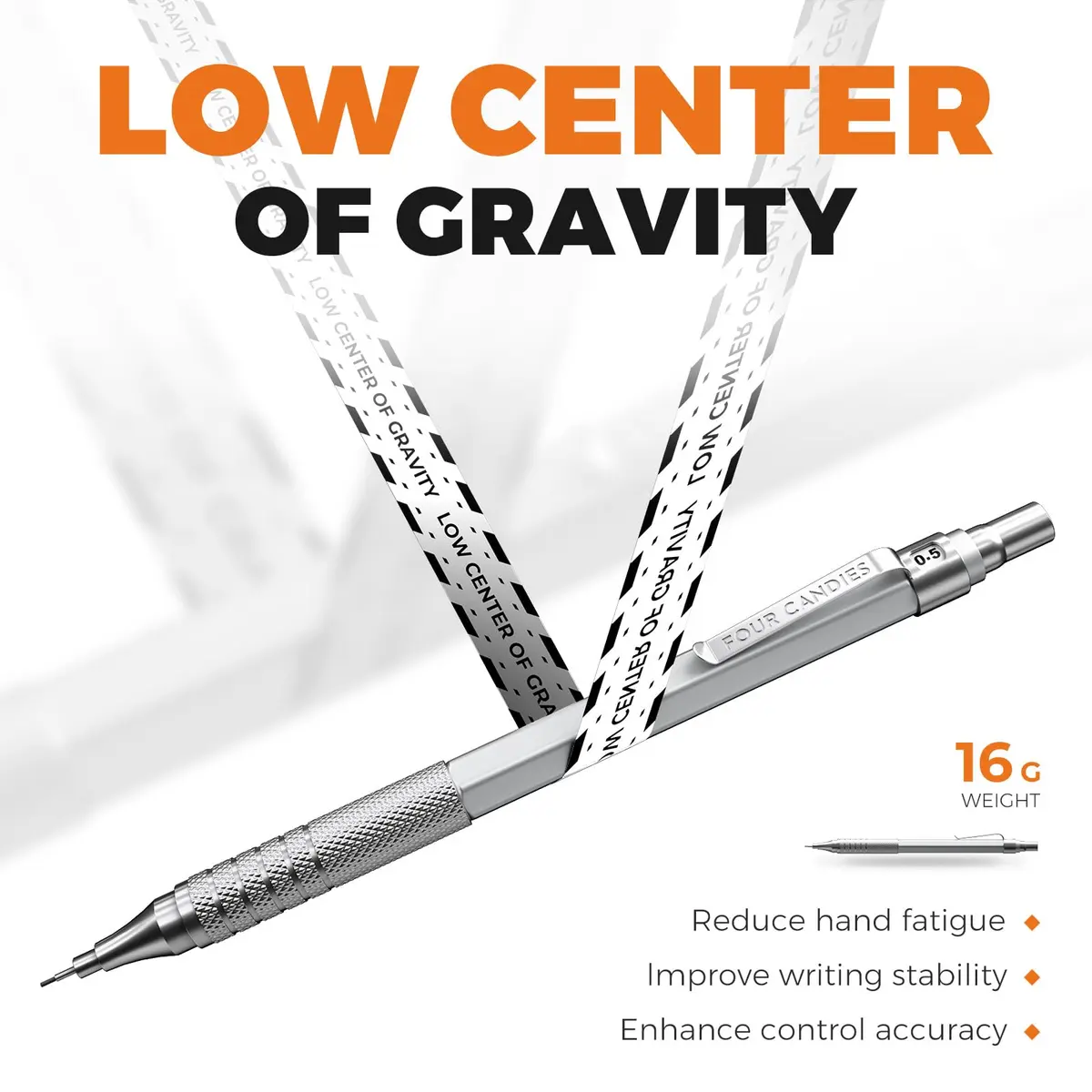 Four Candies Metal Mechanical Pencil Set 0.5mm & 0.7mm (2-Pack) | Smooth Writing Instrument for Students & Professionals - view 5