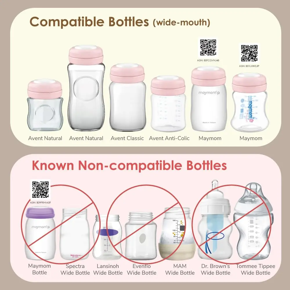Maymom Screw Lids Aka Travel Caps with Rewritable Sealing Disc 6 Count (Pink) | Compatible with Avent Bottles - view 2
