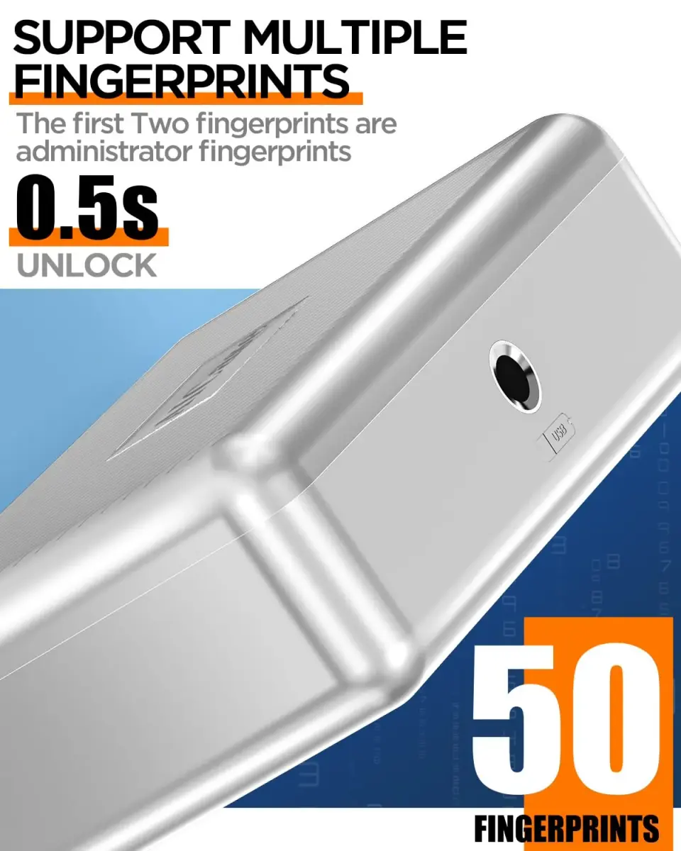 AICase Biometric Fingerprint Storage Box 22.9cm (9 inches) | Quick Access Security Safe - view 2