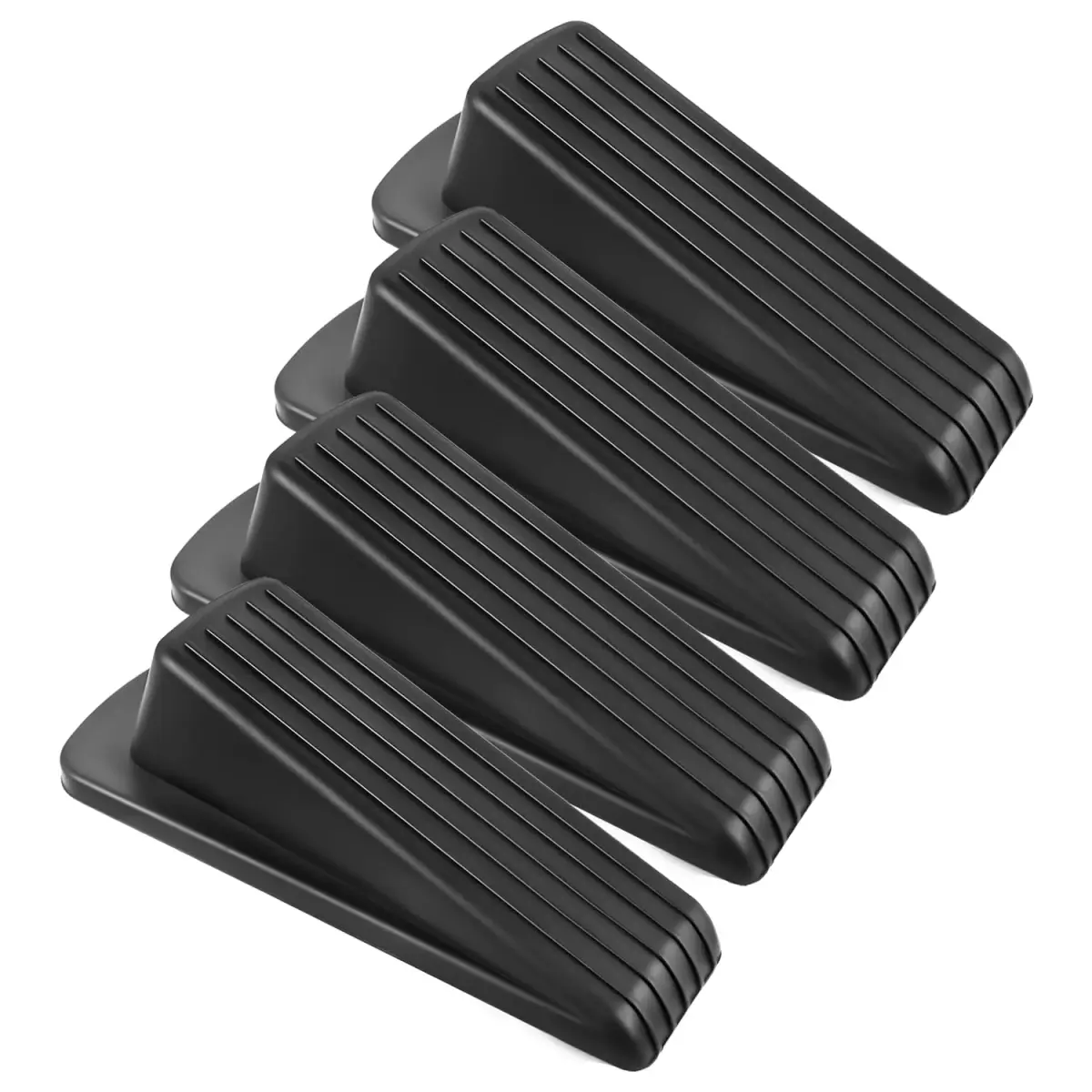 JZWBLILY Black 4 Pack Door Stopper Wedge | Heavy Duty Rubber Floor Stopper for All Surfaces - main product image