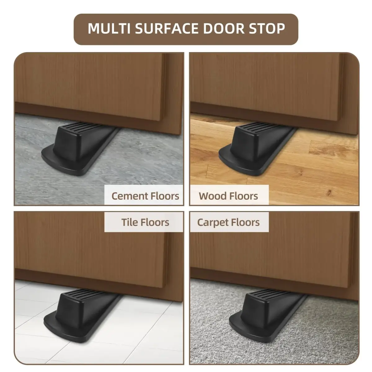 JZWBLILY Black 4 Pack Door Stopper Wedge | Heavy Duty Rubber Floor Stopper for All Surfaces - view 5