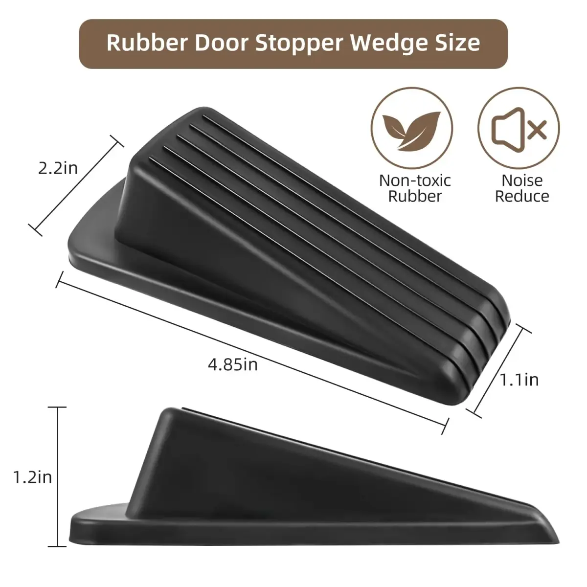 JZWBLILY Black 4 Pack Door Stopper Wedge | Heavy Duty Rubber Floor Stopper for All Surfaces - view 2