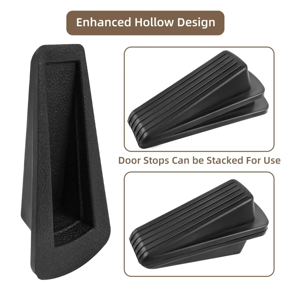 JZWBLILY Black 4 Pack Door Stopper Wedge | Heavy Duty Rubber Floor Stopper for All Surfaces - view 4