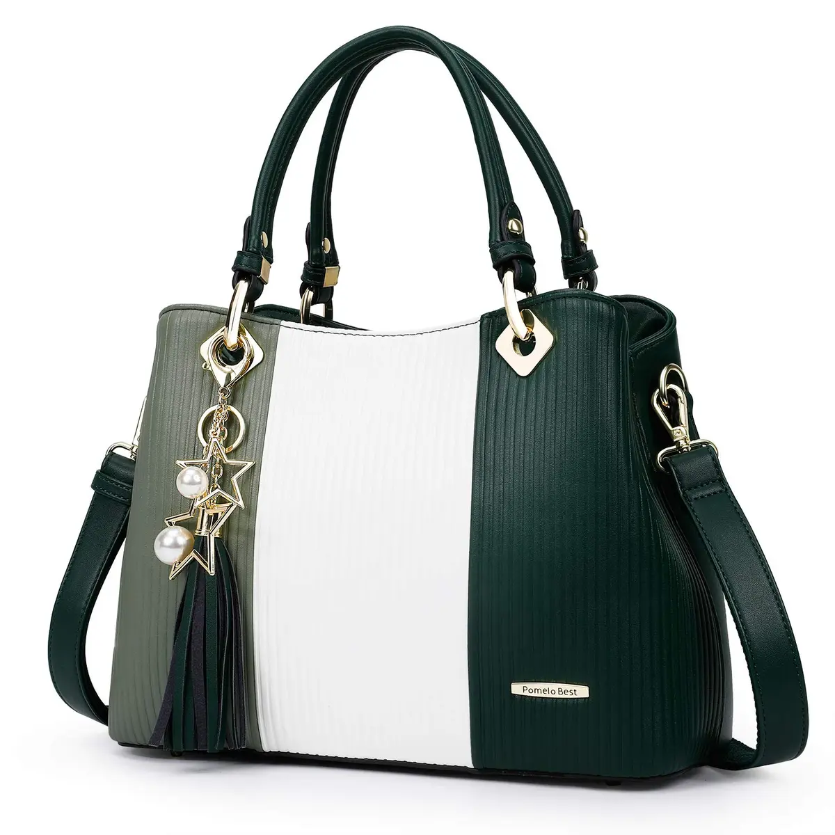 Pomelo Best Women's Top-Handle Satchel Bag 29.2 cm (11.5 in) | Multi-Pocket PU Leather Shoulder Crossbody Bag - main product image