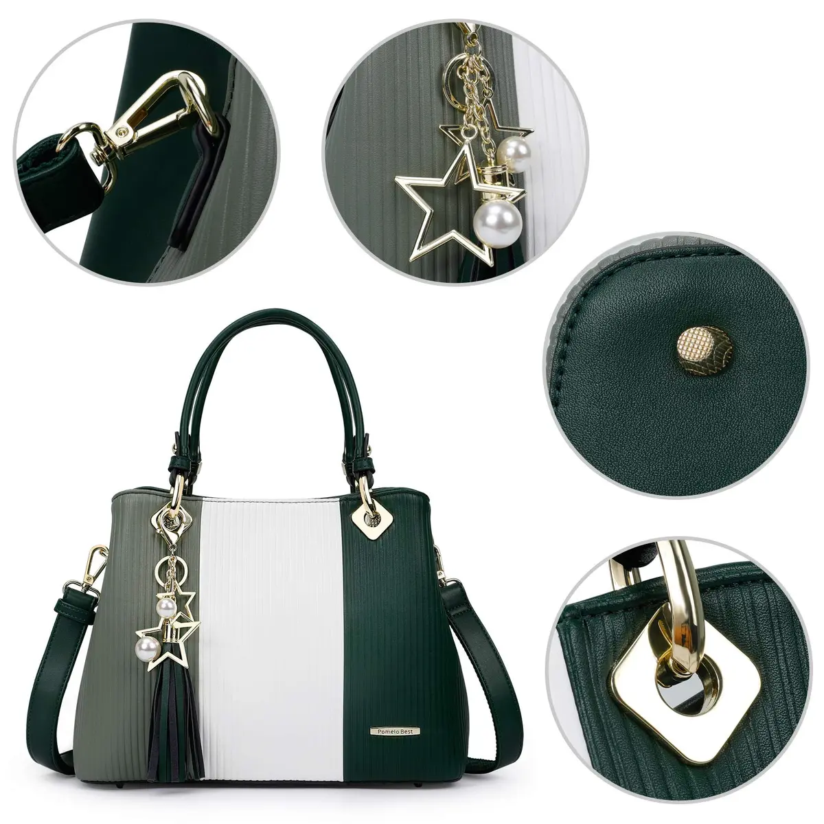 Pomelo Best Women's Top-Handle Satchel Bag 29.2 cm (11.5 in) | Multi-Pocket PU Leather Shoulder Crossbody Bag - view 5