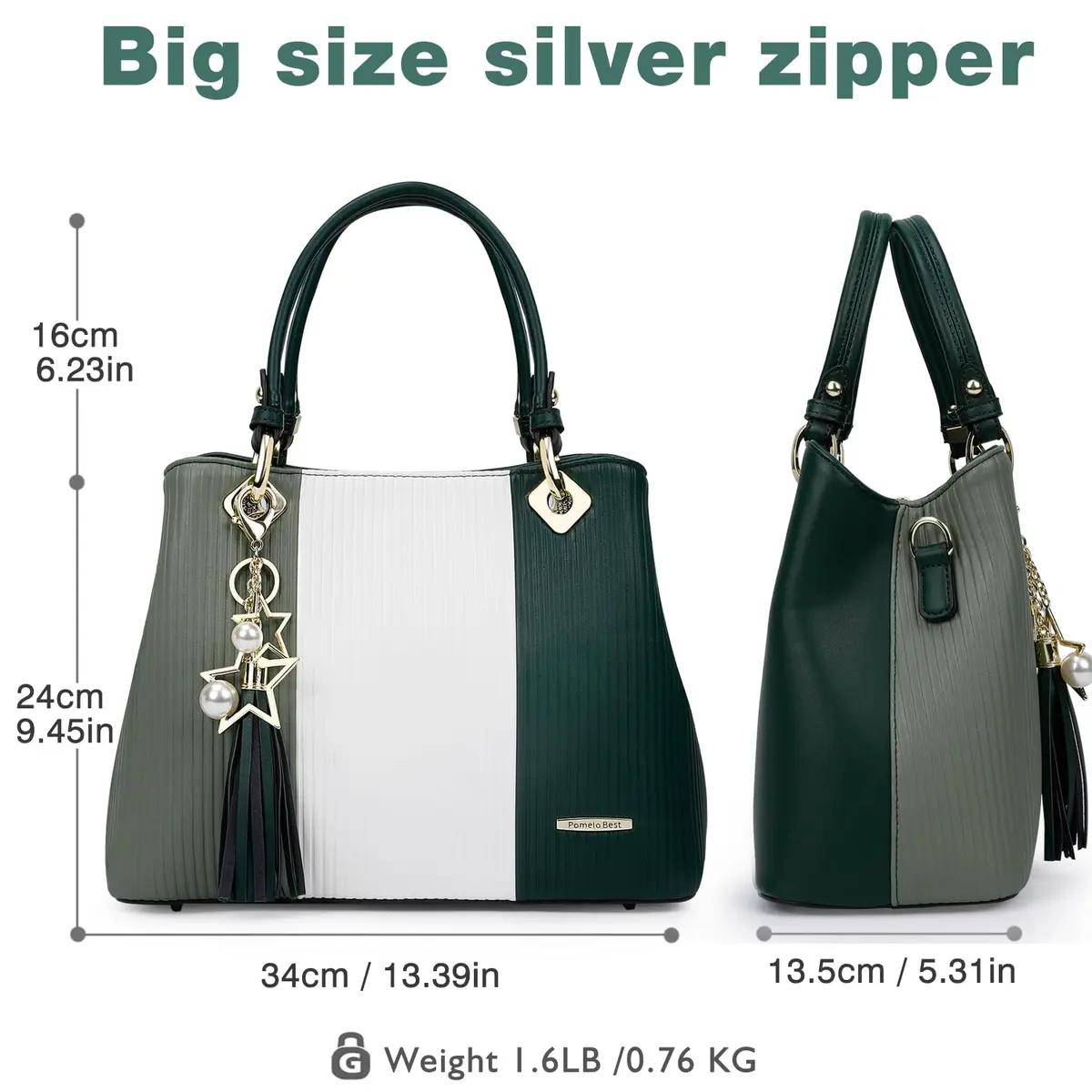 Pomelo Best Women's Top-Handle Satchel Bag 29.2 cm (11.5 in) | Multi-Pocket PU Leather Shoulder Crossbody Bag - view 6