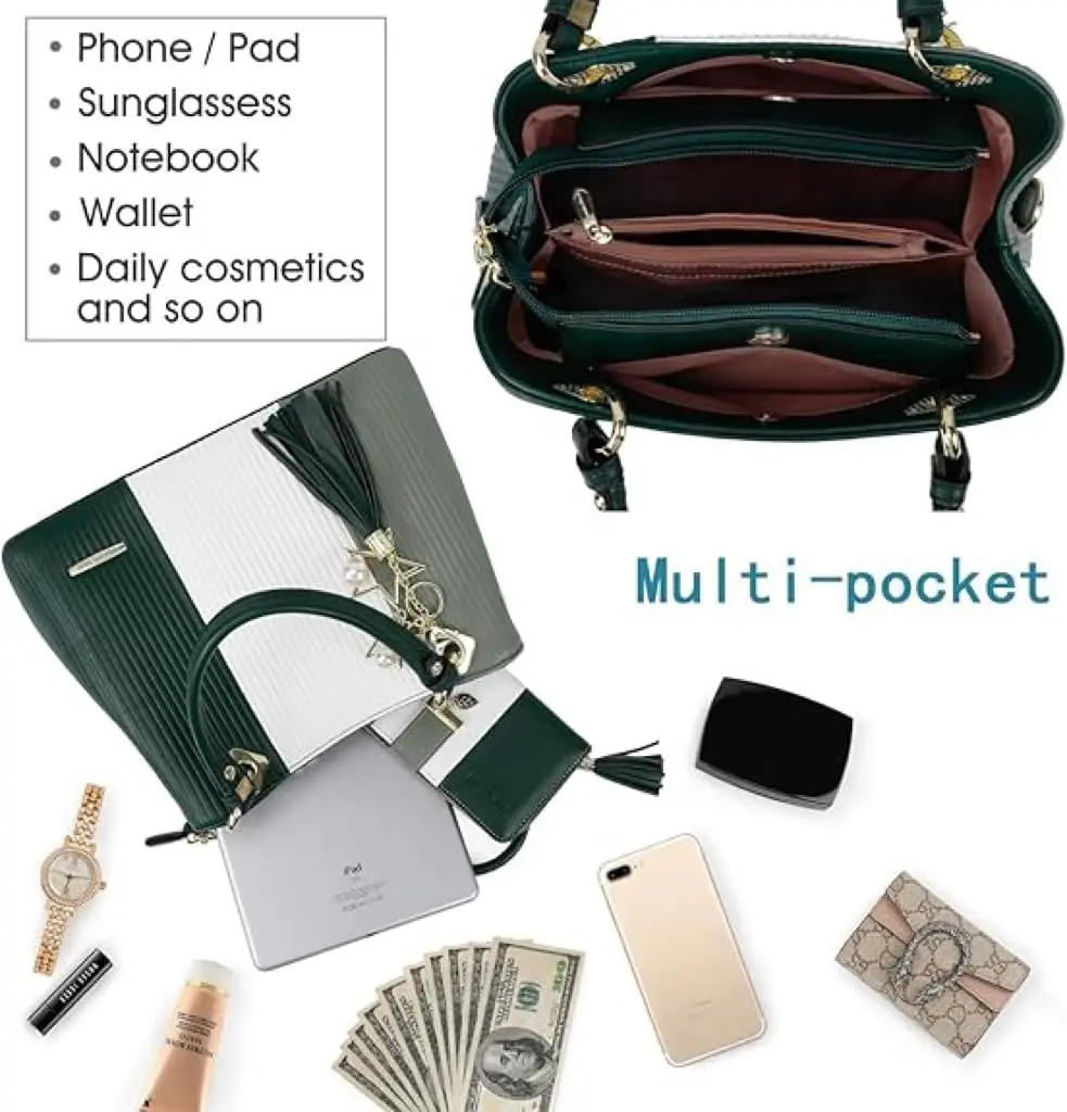 Pomelo Best Women's Top-Handle Satchel Bag 29.2 cm (11.5 in) | Multi-Pocket PU Leather Shoulder Crossbody Bag - view 7