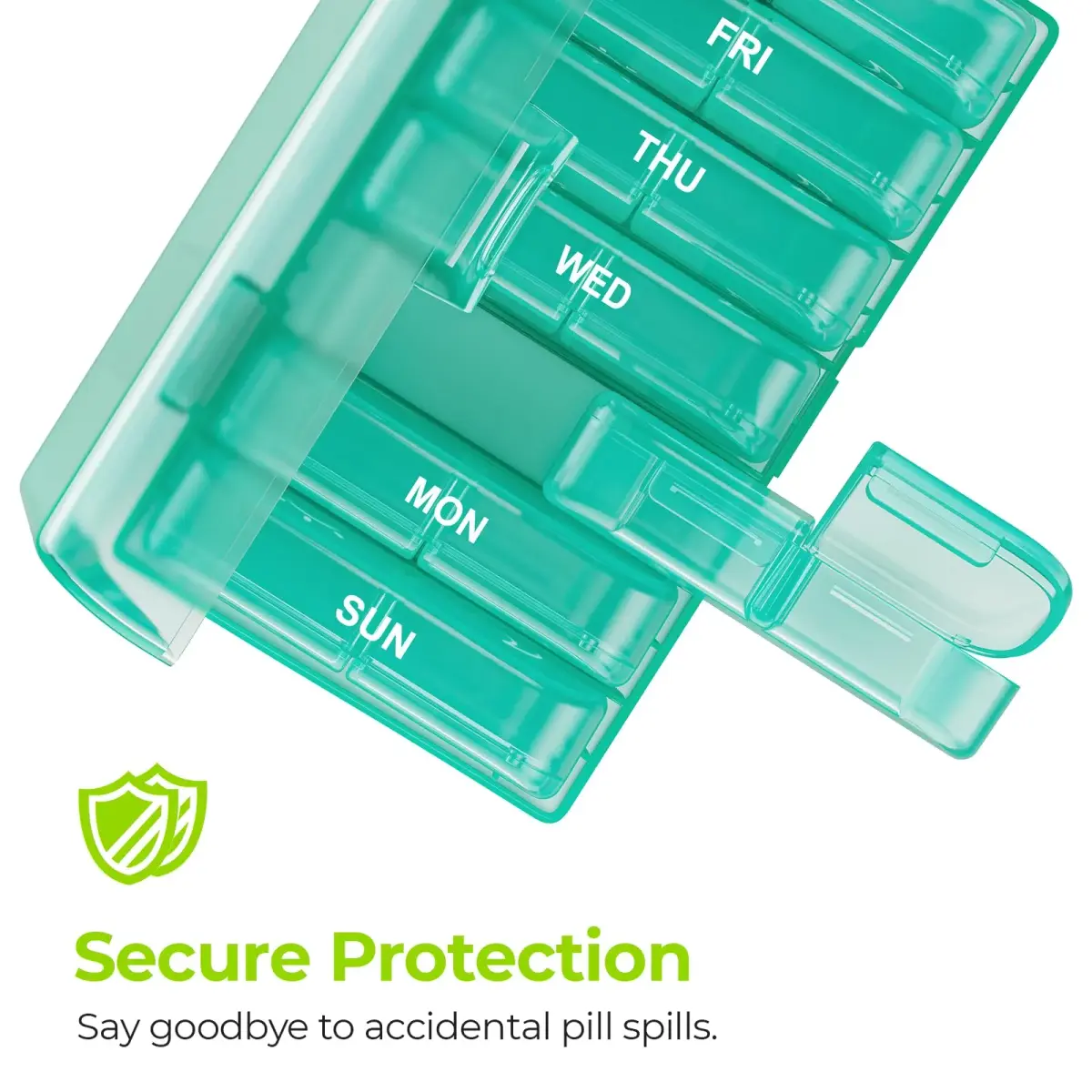 AUVON Weekly Pill Organizer 2 Times a Day, Cyan | Large Compartments for Vitamins & Supplements - view 4