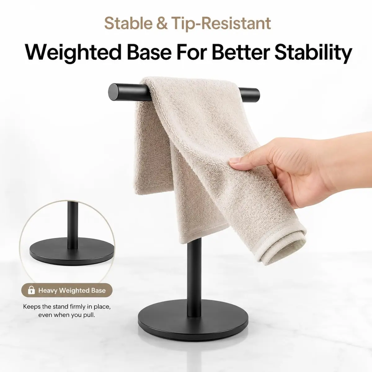 bluebyrne T-Shape Bathroom Hand Towel Holder Stand SUS304 Stainless Steel 2 Pack | Rust-Resistant, Stable & Space-Saving - view 2