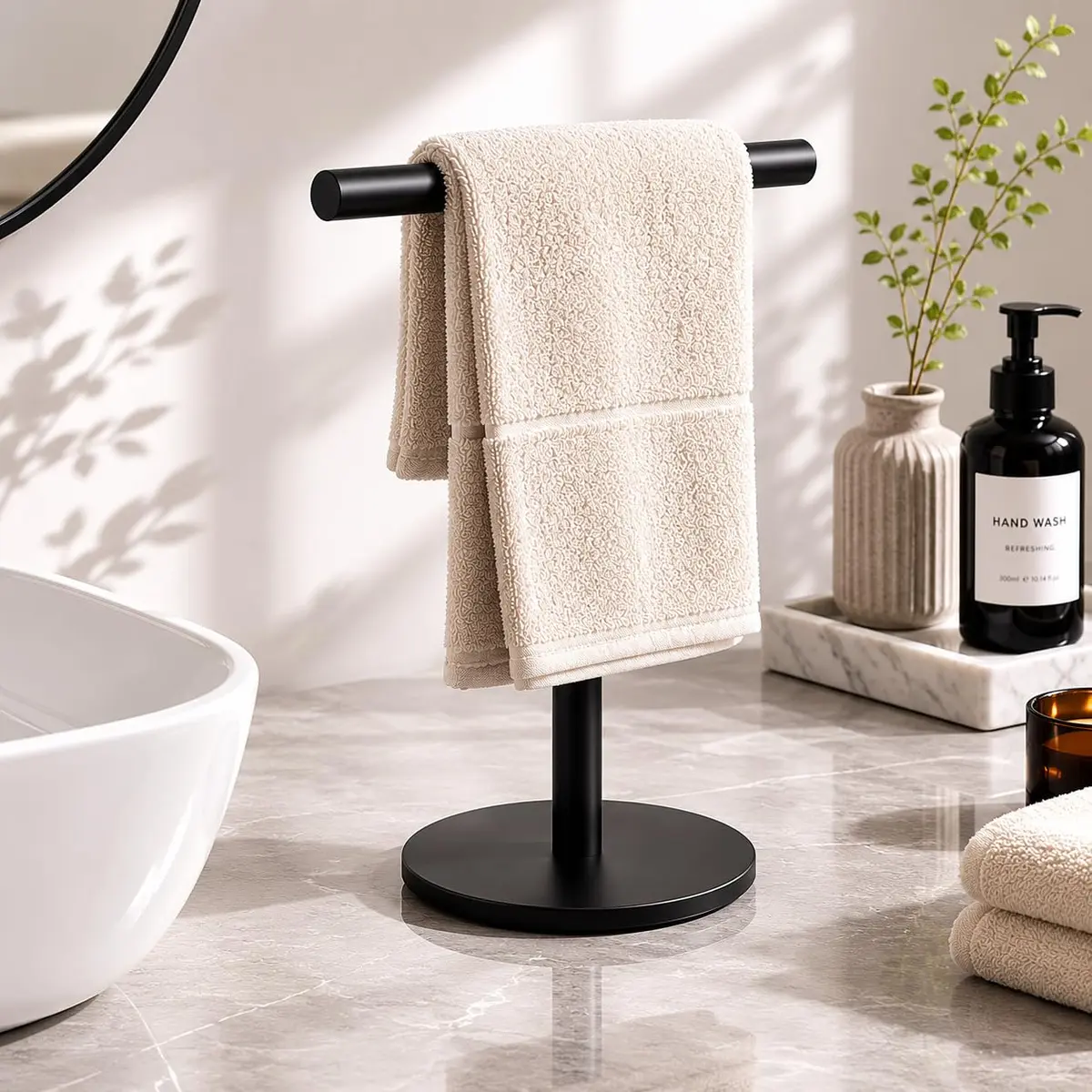 bluebyrne T-Shape Bathroom Hand Towel Holder Stand SUS304 Stainless Steel 2 Pack | Rust-Resistant, Stable & Space-Saving - view 3